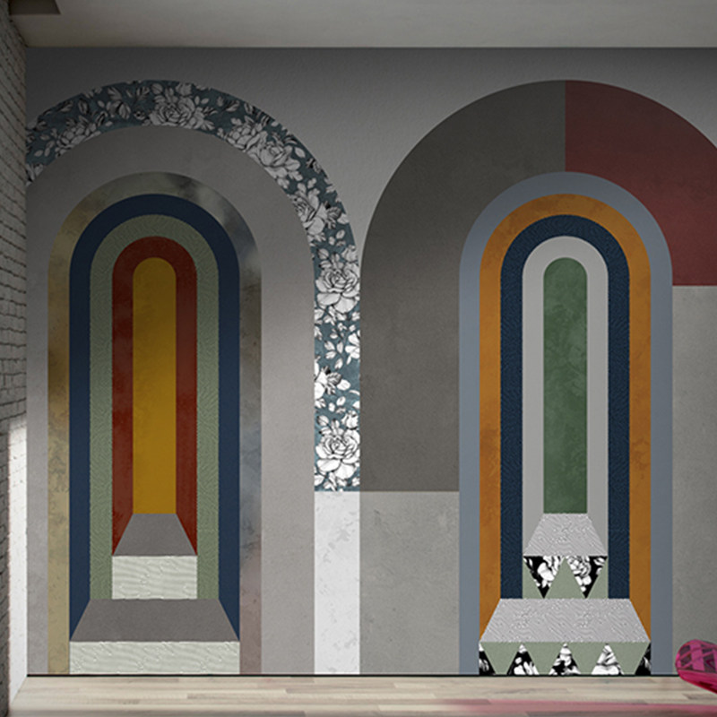 现代简约 高端定制壁画 无缝卧室客厅背景墙画壁纸 北欧 圆栱门,家装主材,定制壁画,淘宝优惠券,粉丝福利购,淘宝优惠卷