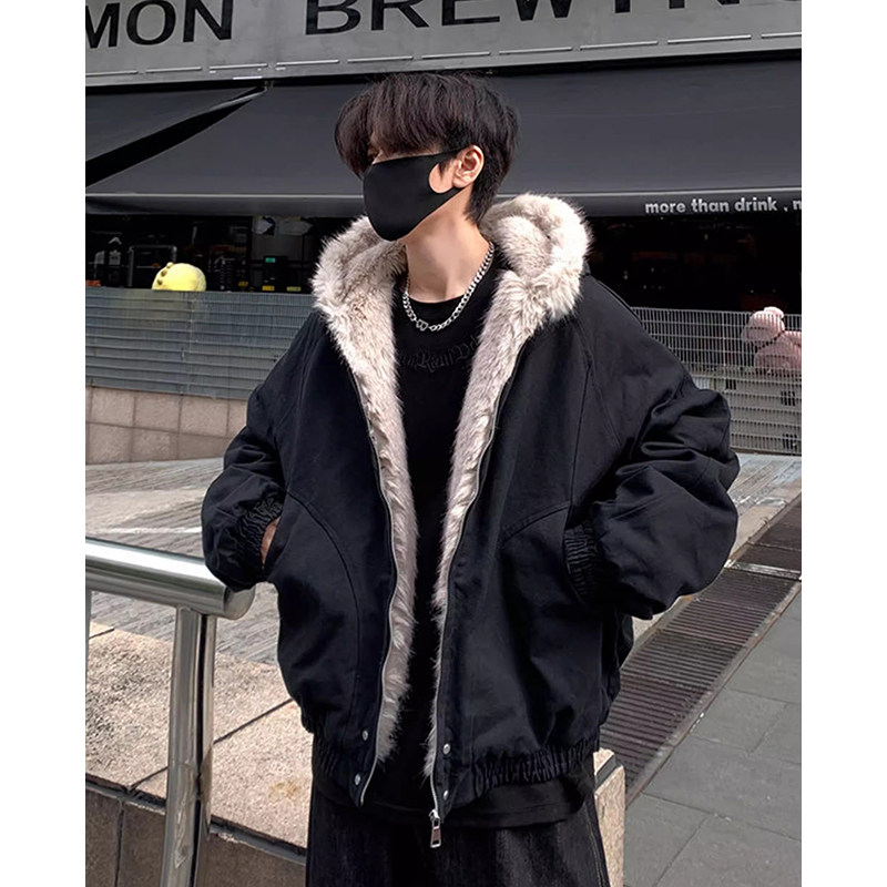 cleanfit座山雕毛领棉服男冬季加厚保暖连帽夹克美式短款棉衣外套