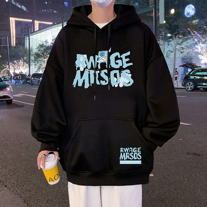 美式复古涂鸦连帽卫衣男春秋季oversize潮牌高街重磅宽松情侣外套