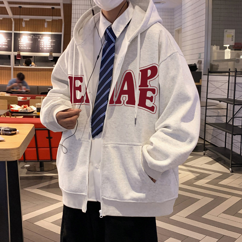 港风卫衣男春秋季休闲外套美式ins潮牌宽松连帽开衫复古高街上衣