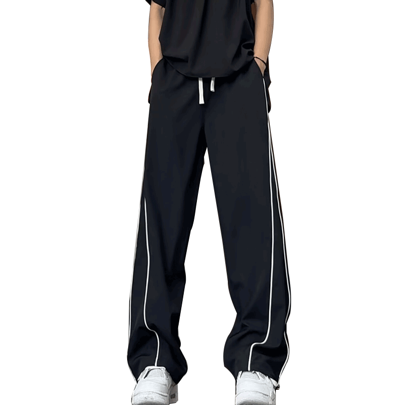 潮流宽松百搭休闲条纹长裤