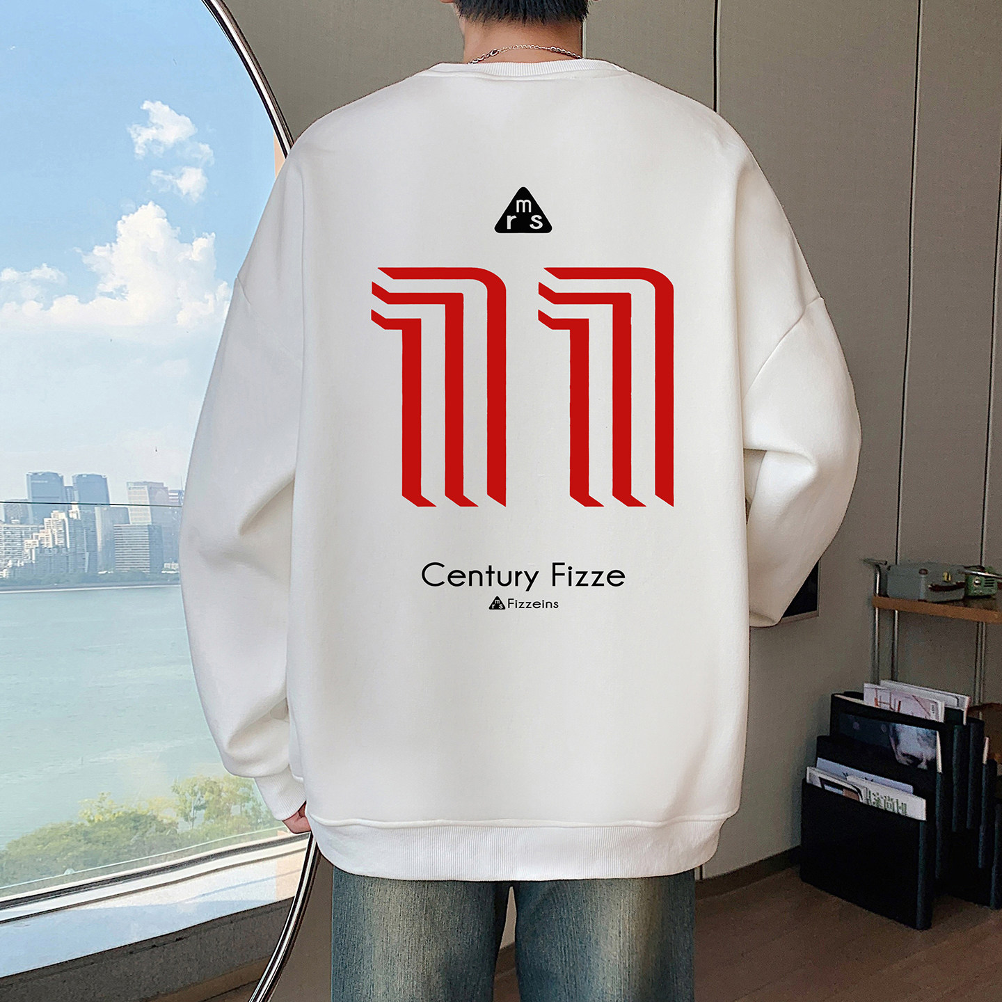 圆领卫衣男春秋季潮牌高街港风宽松衣服美式复古新款重磅印花外套