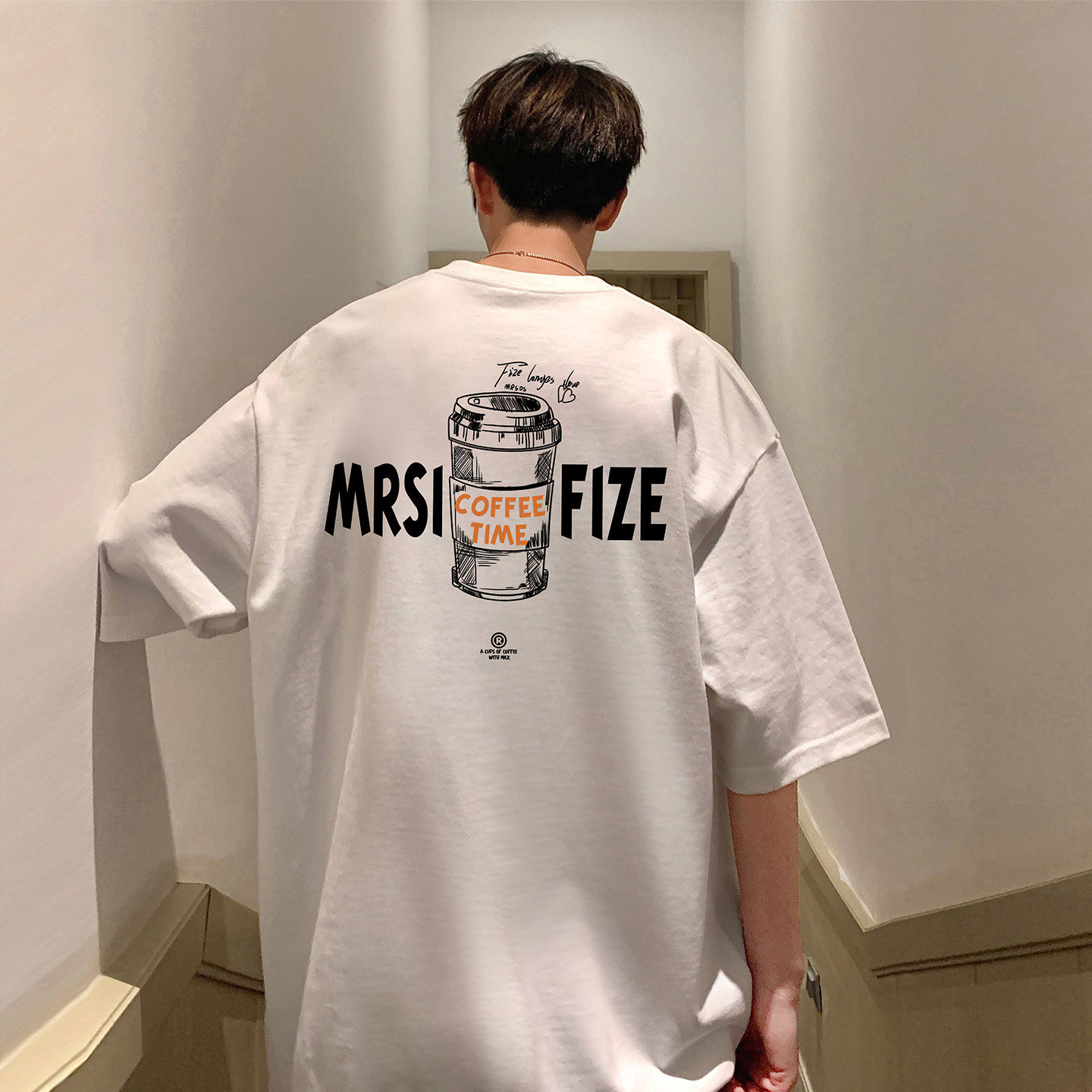 卡通涂鸦短袖t恤男夏季潮牌ins宽松嘻哈半袖潮流大码男生圆领体恤,男装,T恤,淘宝优惠券,粉丝福利购,淘宝优惠卷