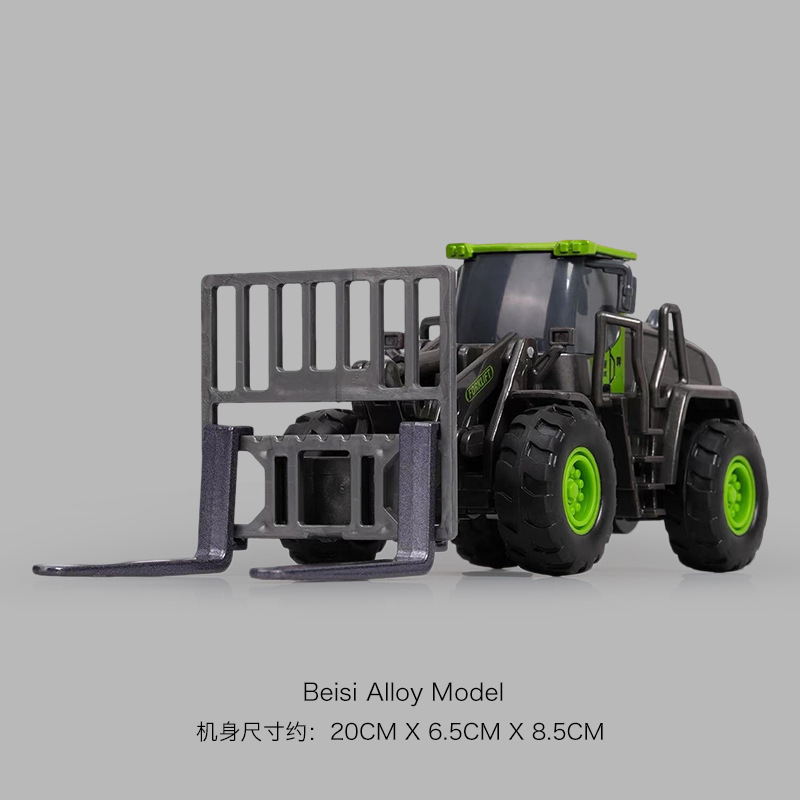 妮乐跨境合金儿童叉车玩具仿真工程车儿童汽车挖掘机推土机压路机