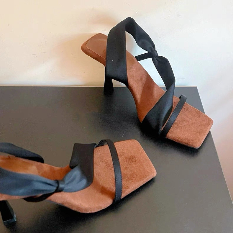 法式复古两穿高跟凉鞋女2025夏季新款气质细跟软底露趾配裙子凉拖,女鞋,一字拖,淘宝优惠券,粉丝福利购,淘宝优惠卷