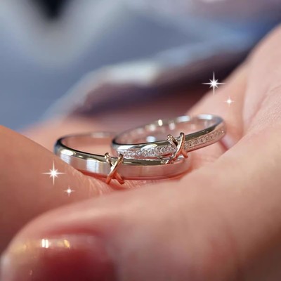正品s999纯银戒指素圈情侣对戒一对男女开口七夕情人节礼物送女友