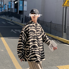 Spring wear Korean zebra Long Sleeve Shirt Men's loose and lazy style shirt