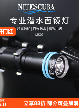 Nitescuba奈特新款自由潜水面镜灯500流明潜水手电筒夜潜防水头灯