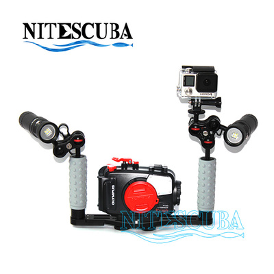 潜水摄影Olympus奥林巴斯tg4黑卡+ weefine相机支架可接gopro套装