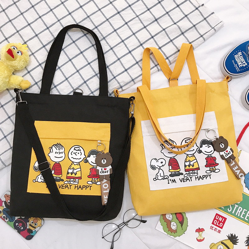 ins帆布包女学生可爱双肩书包单肩斜挎大容量韩版百搭手提布袋子在类目 箱包皮具/热销女包/男包, 女士包袋中 - 来自Buy2taobao.com提供专业的淘宝代购服务