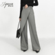摩登老钱风阔腿裤 女春秋通勤设计感直筒长裤 裤 不规则拼接灰色西装