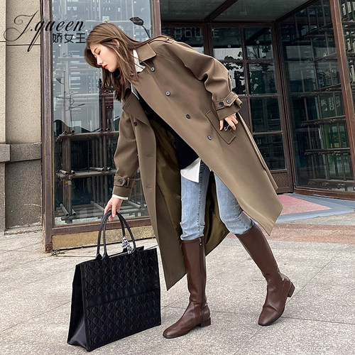 复古宽松显瘦休闲长款风衣外套女