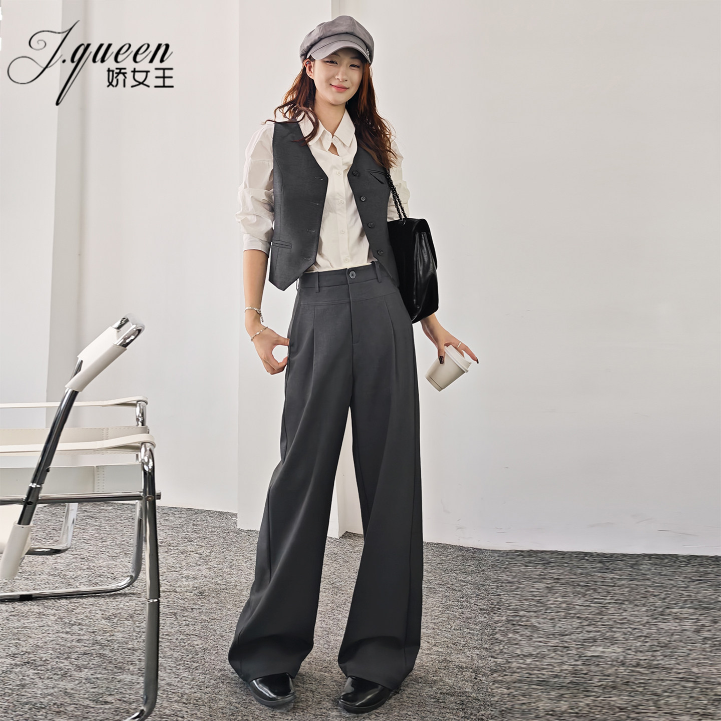 马甲阔腿裤两件套女春秋季轻奢法式职场上衣马夹休闲拖地裤长裤子,女装/女士精品,时尚套装,淘宝优惠券,粉丝福利购,淘宝优惠卷