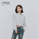 上衣女秋季 新款 洋气设计感垫肩显瘦小个子短款 衬衫 白色长袖 衬衣潮