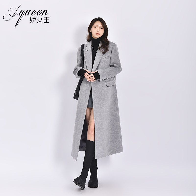 娇女王中长款毛呢西装大衣