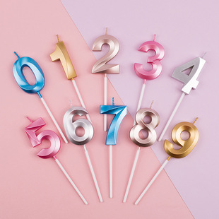 INS风歌剧院系列华丽数字蜡烛金色银色香槟色周岁生日蛋糕装饰
