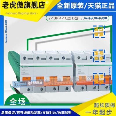 施耐德电气EA9AH 2P 3P 4P C型 D型 C80A D100A 125A小型断路器E9