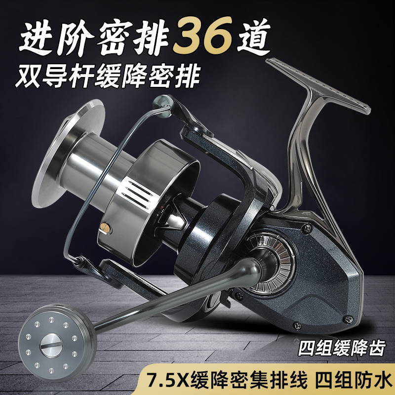全金属鱼轮18000缓降密排海钓纺车轮斜口远投轮浅线杯锚鱼轮海竿