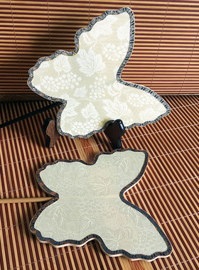 定制简约异型蝴蝶团扇中国风汉服长柄古典仿花罗扇旗袍舞蹈宫扇