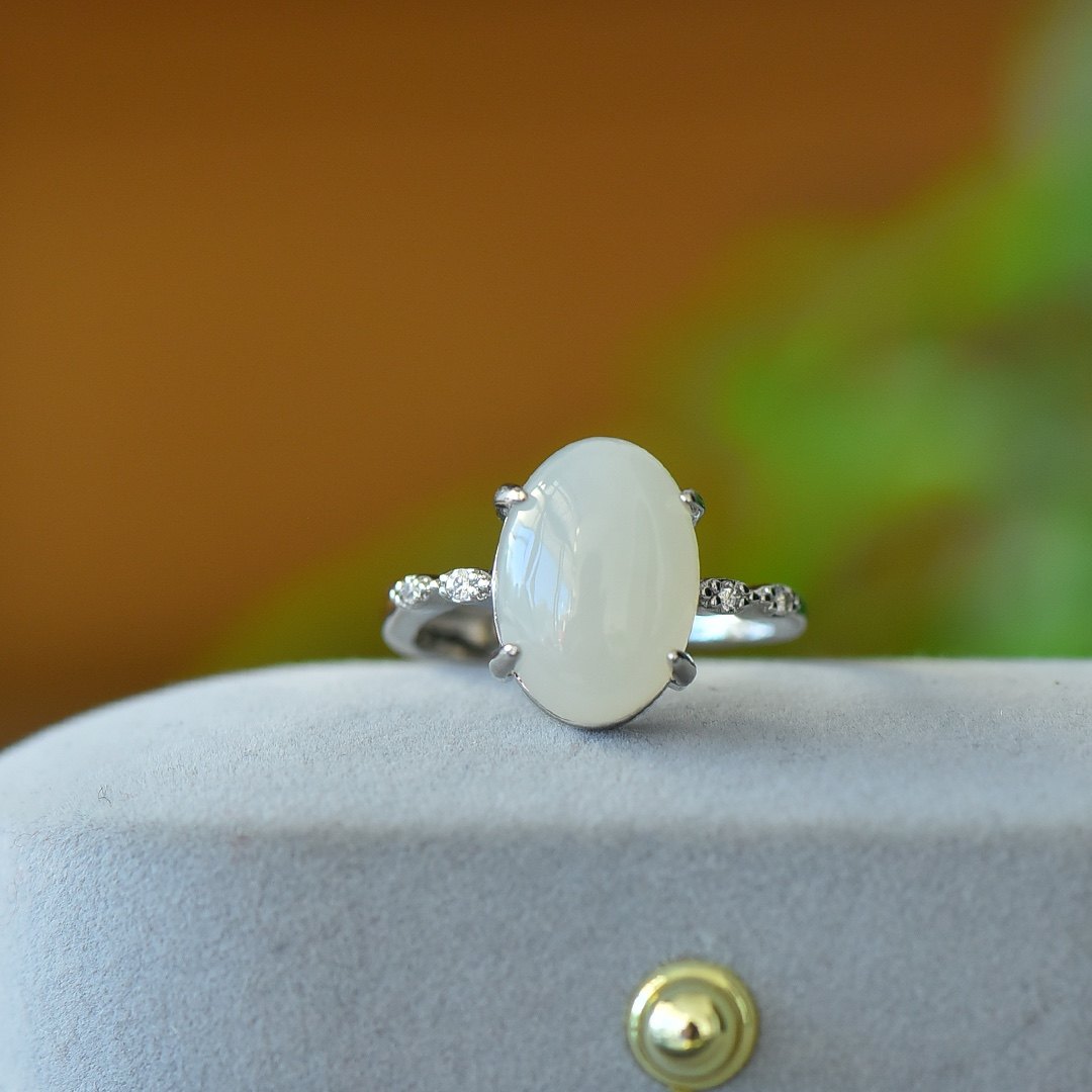 天然和田玉白玉戒指女时尚镶嵌活口指环玉石饰品礼物送女友不掉色,珠宝/钻石/翡翠,手饰,淘宝优惠券,粉丝福利购,淘宝优惠卷