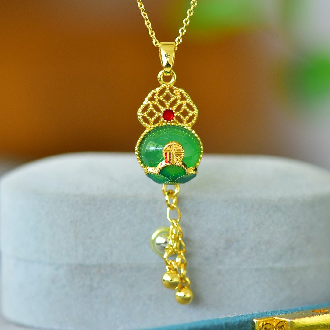 爆款天然绿玉髓蛋面福禄珐琅流苏吊坠中国风项链饰品金色鎏金颈饰,珠宝/钻石/翡翠,颈饰,淘宝优惠券,粉丝福利购,淘宝优惠卷