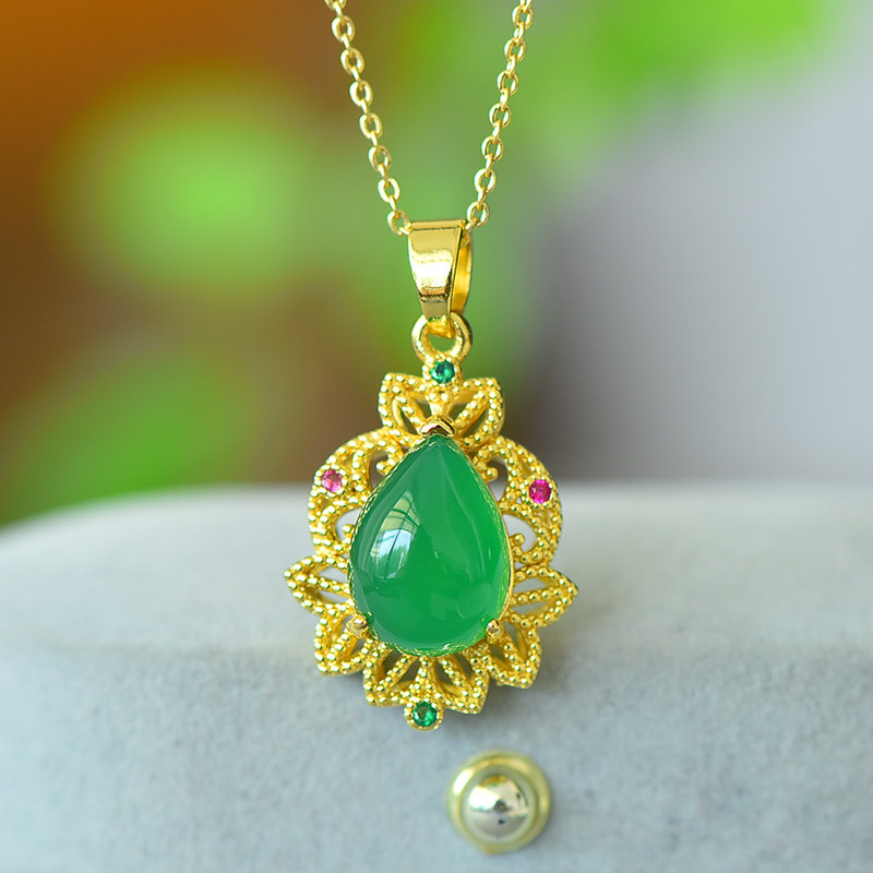 【名称】铜镶嵌玉髓滴水来财时尚吊坠女挂件,珠宝/钻石/翡翠,颈饰,淘宝优惠券,粉丝福利购,淘宝优惠卷