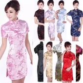 礼服旗袍粉红HJ 女士经典 短款 改良复古表演夏季 唐装 织锦缎斜襟短袖