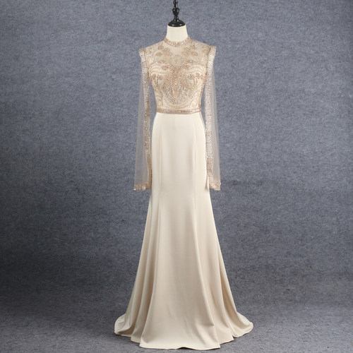 显瘦大摆气质披风钉珠年会晚礼服