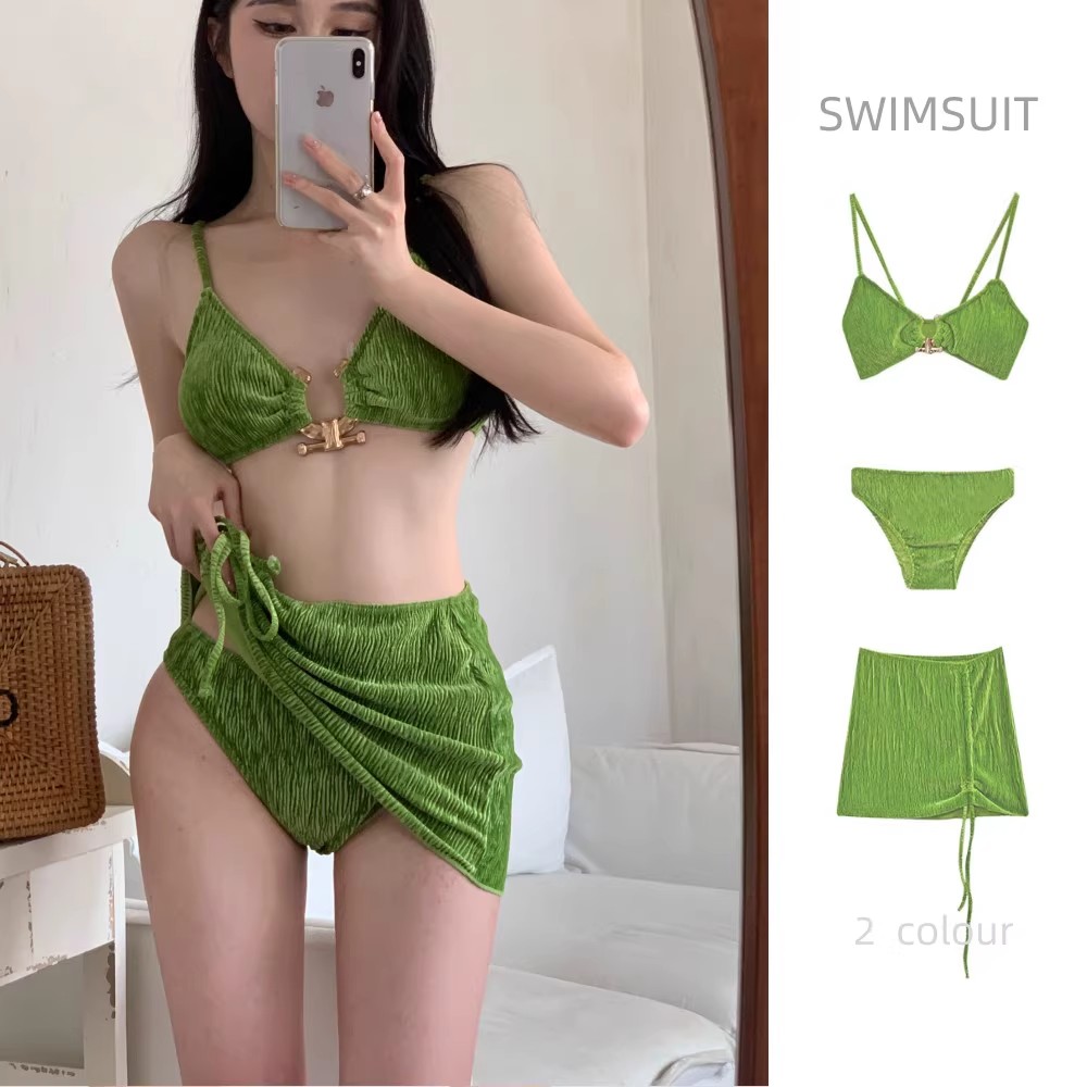 比基尼泳装分体聚拢性感女士三角裤沙滩泳衣女高级感三件套辣妹