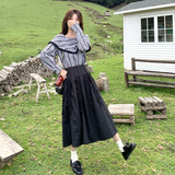 【新款已出货】复古格纹上衣+半身裙套装C161-8915-P175-K268，女装套装/套裙，2C161