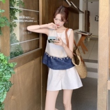 流苏拼接背心短裤套装女夏季2025新款小个子两件套高级小众不撞款，女装套装/套裙，2C161