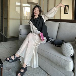 法式白色超好看连衣裙套装女春秋2025新款显瘦马甲茶歇长裙两件套图片