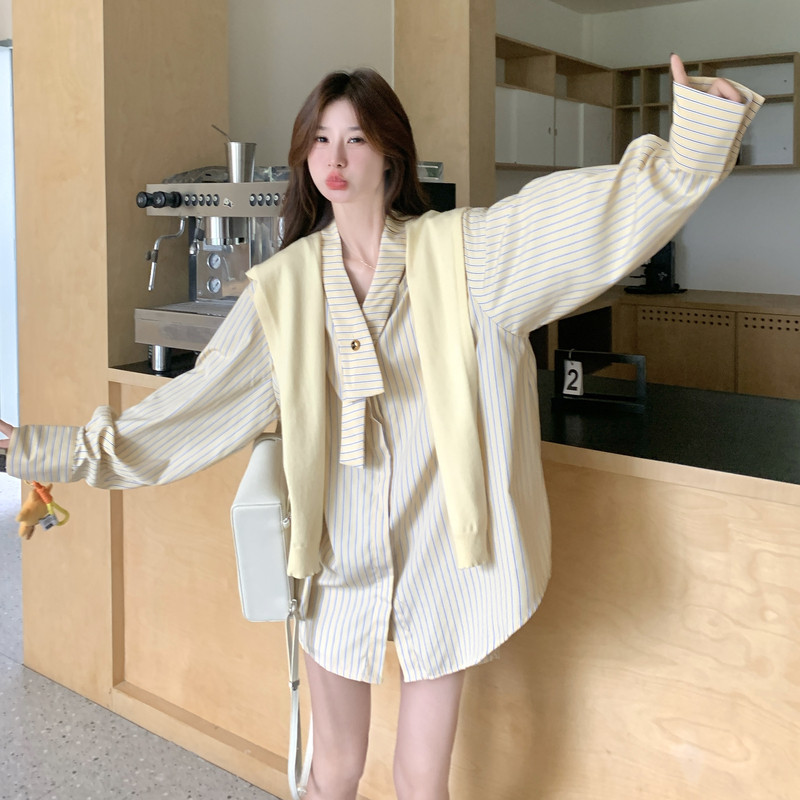 【新款已出货】设计感条纹衬衣三件套C161-8925-P165-K248,女装套装/套裙,2C161