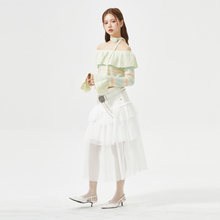 APCE中国 原创设计女春季新款法式甜美设计感百搭牛仔拼接半身裙