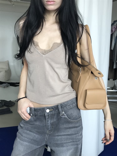 【saidtome 】韩系蕾丝边针织吊带背心女6153