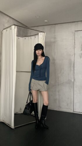 【saidtome】早秋蝴蝶结V领长袖打底衫百搭针织上衣6063