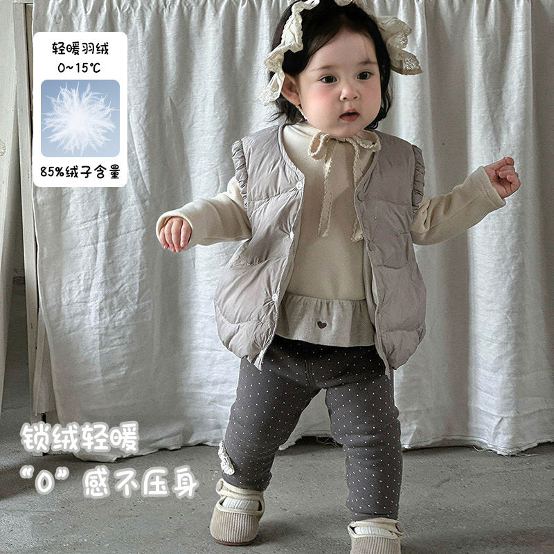 三折撤柜婴幼儿秋冬轻薄羽绒马甲女宝宝坎肩保暖背心女童无袖外套