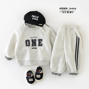 撤柜专区男童秋冬新款套装婴儿加绒韩版运动两件套宝宝加厚卫衣