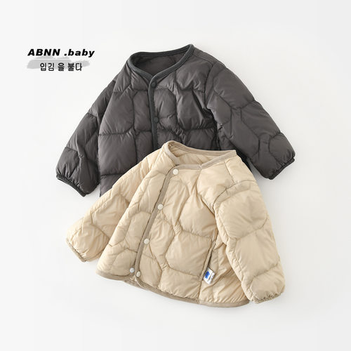儿童羽绒服外套男童女童90白鸭绒校服内胆保暖上衣中小童66005