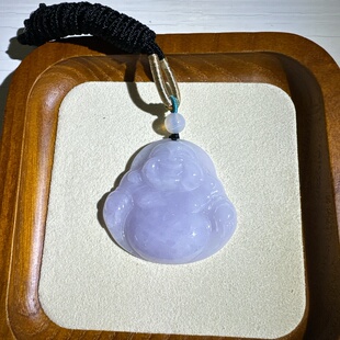 天然A货缅甸糯种紫色佛公翡翠吊坠