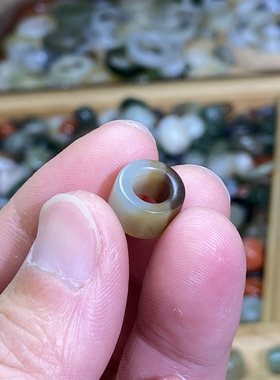 和田玉且末糖卡6俏色随型直切跑环半山水古风玉环文玩珠串挂饰