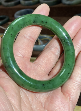 和田玉碧玉手镯辣阳绿国风复古圆条镯子  圈口56