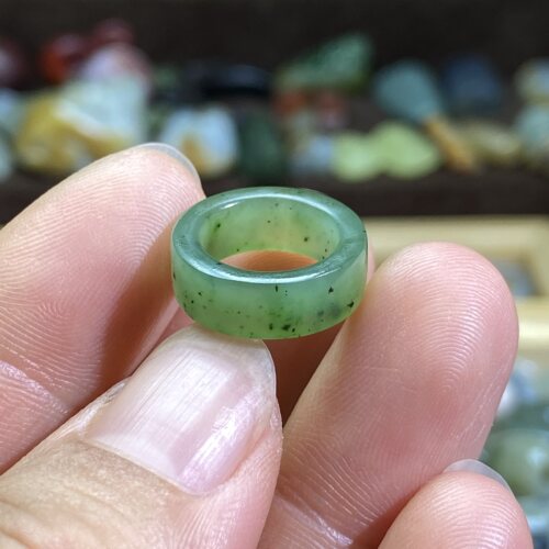 和田玉碧玉卡11直切跑环复古风文玩珠串玉环跑圈锁骨链挂饰