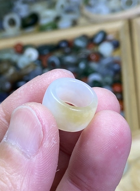 和田玉糖白玉卡11宽版随型跑环古风玉环锁骨链项链挂饰文玩跑圈