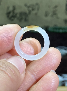 和田玉白玉籽料卡16洒金皮直切戒指复古风文玩珠串跑圈锁骨链挂饰