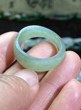 和田玉青玉籽料卡21满皮随型大圈口戒指复古风手串跑环戒圈挂饰