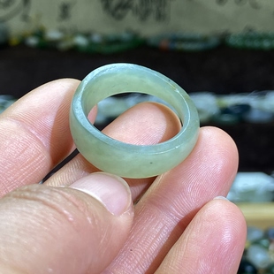 和田玉青玉籽料卡21满皮随型大圈口戒指复古风手串跑环戒圈挂饰