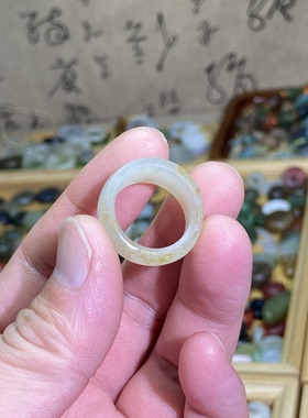 和田玉籽料卡17随型戒指满皮洒金皮古风戒圈玉环文玩珠串跑环挂饰