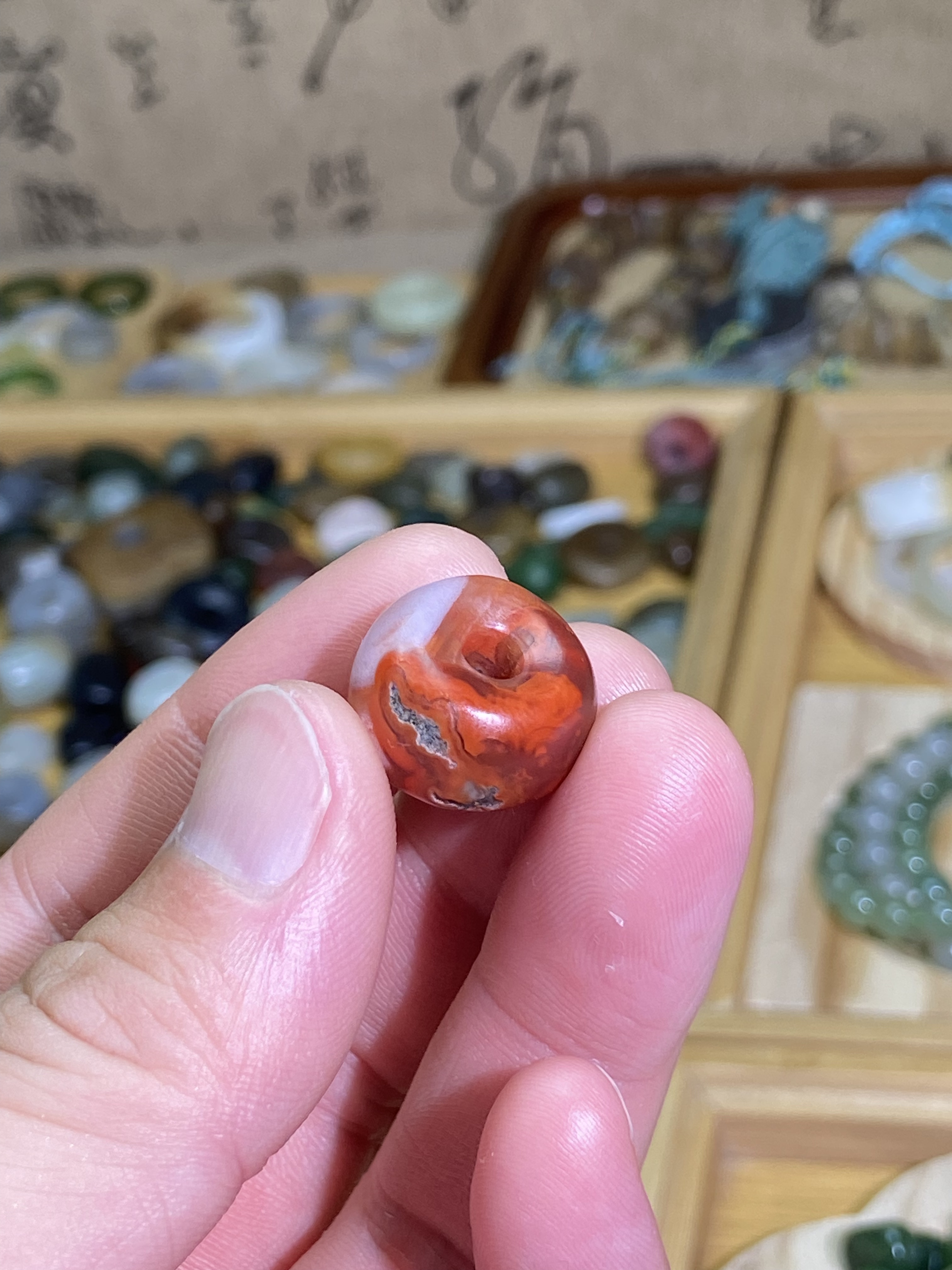 南红玛瑙柿子红随型珠子配饰老光工艺复古风藏式多宝手串手链配珠