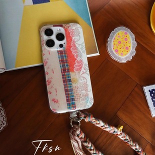 浮夸少女dayu原创拼布碎花小众imd苹果iphone16promax手机壳少女心双层可爱保护套